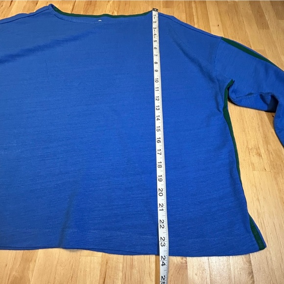 NWT LOFT Blue Long Sleeve Top with Green Trim - Picture 10 of 11